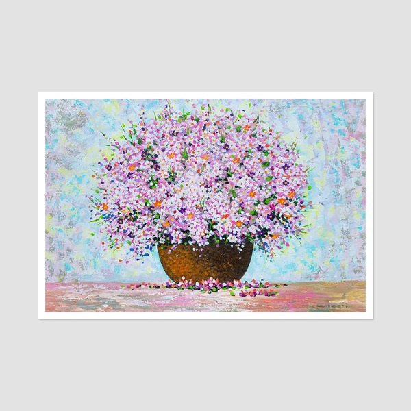 보라빛 향기 - 중대형 유화그림 인테리어액자 꽃그림