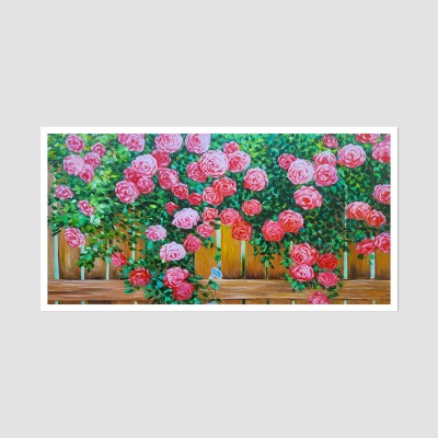 장미화원 - 대형 유화그림 거실액자 장미그림 풍경화