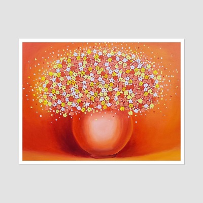 행복한 일상 (오렌지) - 중대형 유화그림 인테리어액자 정물화 꽃그림