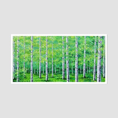 자작나무가 있는 풍경 4 - 대형 유화그림 거실액자 자작나무그림