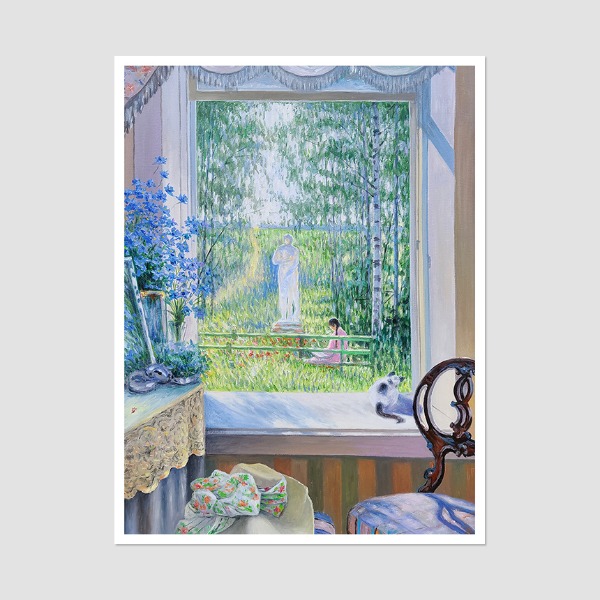 창밖의 정원풍경 - 니콜라이 보그다노프 벨리스키 중대형 유화그림 명화