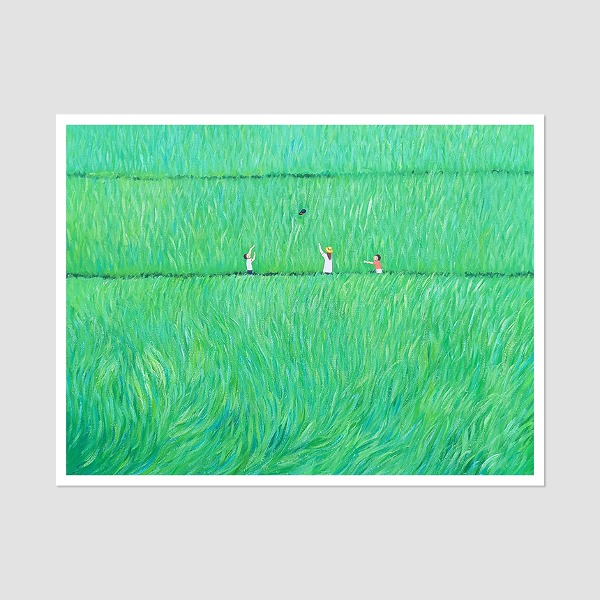 청보리밭 푸른동심 - 중대형 유화그림 인테리어액자 풍경화