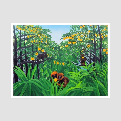 오렌지숲의 원숭이 - 앙리루소 중대형 유화그림 인테리어액자 명화그림